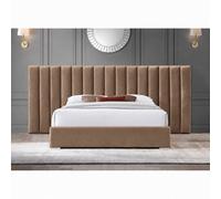 Stratus Interiors Regal Sleigh Bed Frame Roll Top Head And Foot Soft Velvet - Grey Plush - Metal Gaslift - King