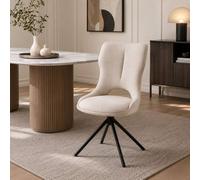 Stratus Interiors Roseland Luxury Upholstered Swivel Dining Chair with Black Spider Base in Beige Stratus Interiors Beige