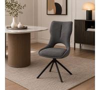 Stratus Interiors Roseland Luxury Upholstered Swivel Dining Chair with Black Spider Base in Grey Stratus Interiors Grey