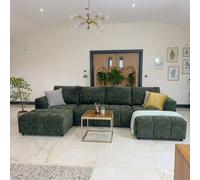 Stratus Interiors Shanghai Bubble U-Shape Sofa Bed - Soft Chenille Fabric in Green Stratus Interiors Green