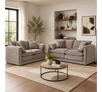 Stratus Interiors Solaya Luxury Chenille Sofa - Durable, Stylish - 2 And 3 Seater Sofa For Living Room - Beige