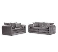 Stratus Interiors Solaya Luxury Chenille Sofa - Durable, Stylish - 2 And 3 Seater Sofa For Living Room - Grey