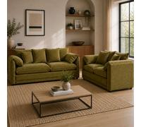 Stratus Interiors Solaya Luxury Chenille Sofa - Durable, Stylish - 2 And 3 Seater Sofa For Living Room - Green