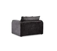 Stratus Interiors Solaya Luxury Chenille Sofa - Durable Stylish Living Room Seating - Footstool - Black