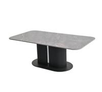 Stratus Interiors Sydney Black Ceramic Effect Dining Table With Fluted Pedestal Base, Dining Room Table, Contemporary Stone Effect Dining Furniture