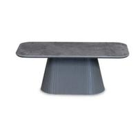 Stratus Interiors Sydney Grey Dining Table With Fluted Pedestal Base, Modern Dining Room Table, Contemporary Stone Effect Kitchen & Dining Furniture