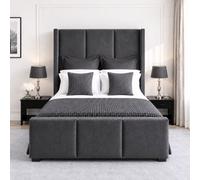 Stratus Interiors Trio Luxury Contemporary Upholstered Bed Frame With Statement Headboard, Premium Bedroom Design - Black - Super King - Non Storage