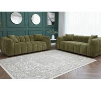 Stratus Interiors Venice Chunky Panel Sofa Plush, Stylish & Durable Living Room Sofa - Green - 2 Plus 3 Seater Set