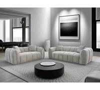 Stratus Interiors Venice Chunky Panel Sofa Plush, Stylish & Durable Living Room Sofa - Silver-1 - 2 Plus 3 Seater Set