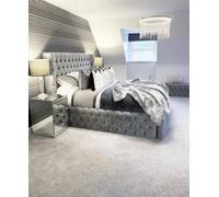 Stratus Interiors Winged Ambassador Chesterfield Bed Frame - Doorstep Delivery Only No Assembly - Small Double - Gas Lift Ottoman Storage Type