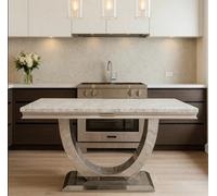 Stratus Interiors Winsor 1.8Mt Marble Dining Table Silver Base - White Marble