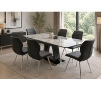 Stratus Interiors Zermatt Modern Extendable Dining Table, Grey Ceramic Finish - 160-200 Cm