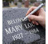 strAumptious 2PCS Golden Tombstone Marker Pen, Stone Touch-Up Pen, For Restoring Faded Grave Inscriptions, Weatherproof Oil-Based Gold Paint Pen (Silver)