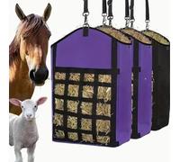 strAumptious Hay Bags for Horses, Goat Hay Feeder with Reinforced Oxford Fabric and High Strength Metal Clasp,Horse Feeding Supplies with Adjustable Strap for Easy Hanging (Grey)
