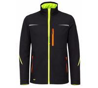 Strauss Engelbert e.s.motion 2020 Softshell Jacket - Outdoor - Windproof, Waterproof, Breathable, Lightweight and Flexible, Fleece with Soft Interior, Black/Warning Yellow/Warning Orange, XL