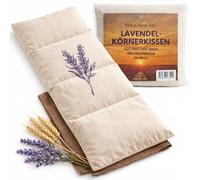 Strauss Home Large Lavender Grain Pillow - Microwavable Heat Cushion Against Tension in Neck, Shoulders and Back - Natural Wheat Grains - Dried Lavender - 20 x 50 cm