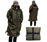 Stravaig Adult Waterproof Changing Robe Super Soft Fleece Lining-Windproof, Waterproof to 10,000mm Oversized Coat for Changing Swimming and Watersports. With Compression Straps (Medium, Khaki)