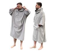 Stravaig Towelling Poncho for Adults and kids (350gsm) - Easy Changing Towelling Robe for Swim, Surf, Wild Swimming, Beach (Grey, S-M)
