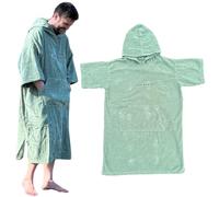 Stravaig Towelling Poncho for Adults and kids (350gsm) - Easy Changing Towelling Robe for Swim, Surf, Wild Swimming, Beach (Green, S-M)
