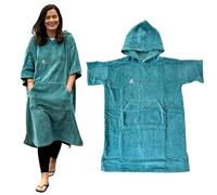 Stravaig Towelling Poncho for Adults and kids - Easy Changing Towelling Robe for Swim, Surf, Wild Swimming, Beach (Teal, L-XL)