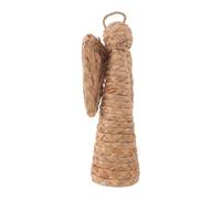Straw Angel Figurine Christmas Tree Ornaments Boho Shelf Decor | Natural Grass Handwoven Texture, Lightweight Beige White Decoration, for Christmas Thanksgiving Bookshelves Tabletops