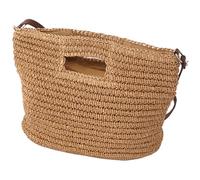 Straw Bag, 9.5x13.4 Woven Straw Beach Bag, Fashion Zipper Holiday Handbag, Handheld/Crossbody/Shoulder Summer Bags for Women Khaki Holiday Handbag111