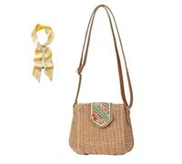 Straw Bag Beach Summer Purses For Women Vacation Handbags Woven Crossbody Bags(Brown)
