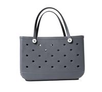 Straw Bag Extra Large Bag Summer EVA Beach Basket Women Picnic Tote Holes Waterproof Handbag Pouch Shopping Shoulder(Grey,28 22 10)