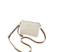 Straw Bag Ladies Style Woven Straw Zipper Bag Fashion Simple Shoulder Girls Clutch Coin Summer Beach(Brown)