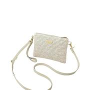 Straw Bag Ladies Style Woven Straw Zipper Bag Fashion Simple Shoulder Girls Clutch Coin Summer Beach(Beige)