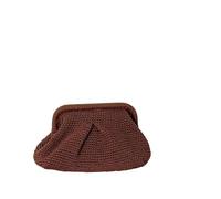 Straw Bag Summer Beach Clutch Bag For Women Woven Crochet Handbags Purses Knitting Dumpling Ruched Cute Cloud Casual Colorblock(Brown2)
