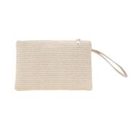 Straw Bag Weaving Bag Fashion Ladies Wristlet Clutch Women Daily Money Phone Clutch Solid Straw Woven Coin Purse Beach Wallet Card Holder White