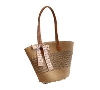 Straw Bag, Woven New Summer Versatile Shoulder Bag Seaside Beach Commuting Tote,Ribbon random distribution