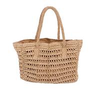 Straw Bags for Women, Large Handmade Straw Purses Summer Travel Beach Weaving Handbag Top Handle Shoulder Bag, Large Rattan Woven Tote Handbag (brown)