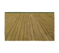straw bales of wheat lying on harvested field Designer Kitchen Towel Benjamin Tate Design Yellow One Size