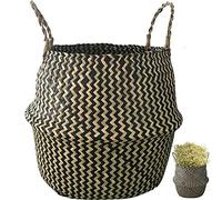 Straw Baskets Storage Natural Seagrass Woven Plant Pot Laundry Storage Basket with Handle Laundry Basket