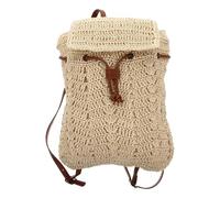 Straw Beach Backpack for Women with Drawstring Design, Can be Carried on Both Shoulders, Beige Summer Shoulder Bag for Going and Beach