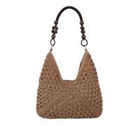 Straw Beach Bag - Bohemian Shopping Bag for Styling | 35 x 30 x 3 cm Woven Material with Chic Design, Summer Tote Bag for Women, Girls Holiday Accessories for Shopping, Pick, brown, Siehe Beschreibung
