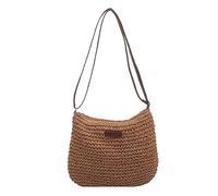 Straw Beach Bag For Women Braided Single Shoulder Straw Handbags Large Capacity Crossbody Summer Bags With Zipper For Holiday Travel Khaki,Straw Beach Bag