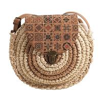 Straw Beach Bag For Women Shoulder Cute Handbag Small Round Crossbody Fashionable Messenger Crossbody For Women Shoulder Trend Purse Handbag Straw Beach