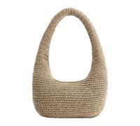 Straw Beach Bag for Women, Summer Tote Bag for Vacation, Hobo Shoulder Bag for Beach Wedding Travel, Brown, M