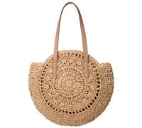 Straw Beach Bag, Handmade Woven Tote for Women with Mesh Hollow Design, Lightweight Summer Shoulder Bag for Holiday, Beach, Party, and Daily Use