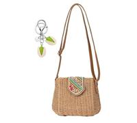Straw Beach Bag Woven Messenger Summer Crossbody Shoulder Vacation Clutch Handbag Small Purses For Women(Brown)