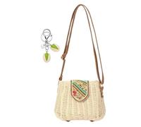 Straw Beach Bag Woven Messenger Summer Crossbody Shoulder Vacation Clutch Handbag Small Purses For Women(Beige)