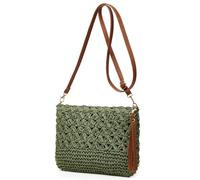 Straw Beach Bags For Women Rattan Purses Summer Straw Handwoven Bag Raffia Handbag Shoulder Bag Cross-body Square Bag, Green