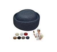 Straw Beret Hats for Women,Hand WovenVintage Church Derby Hat,Artist PainterHat,Elegant Pillbox Hat for Summer Wedding Party Blue