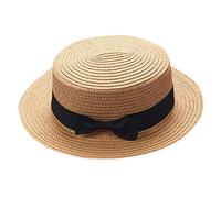 Straw Boater Hats for Women Men Cute Bowknot Sun Protecion Foldable Packable Summer Panama Hat Unisex Travel Vacation Beach Hats Khaki