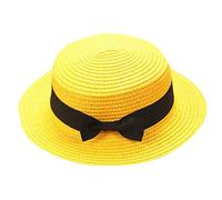Straw Boater Hats for Women Men Cute Bowknot Sun Protecion Foldable Packable Summer Panama Hat Unisex Travel Vacation Beach Hats Yellow