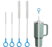 Straw Brush Cleaner for Baby Bottles, 12inch Extra Long Straw Cleaner with 3mm Wide Stainless Steel Wire, 10inch Reusable Straw Cleaning Brush for Water Bottles,Stanley Cup and Travel Mugs.(4-Pack)