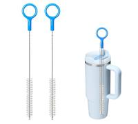 Straw Cleaner Brush, 2-Pack 10-Inch Stainless Steel Straw Cleaning Brushes with Nylon Bristles for Stanley Cup, Glass Straws, Reusable Straws, Baby Bottle & Hummingbird Feeders, with Hanging Loop